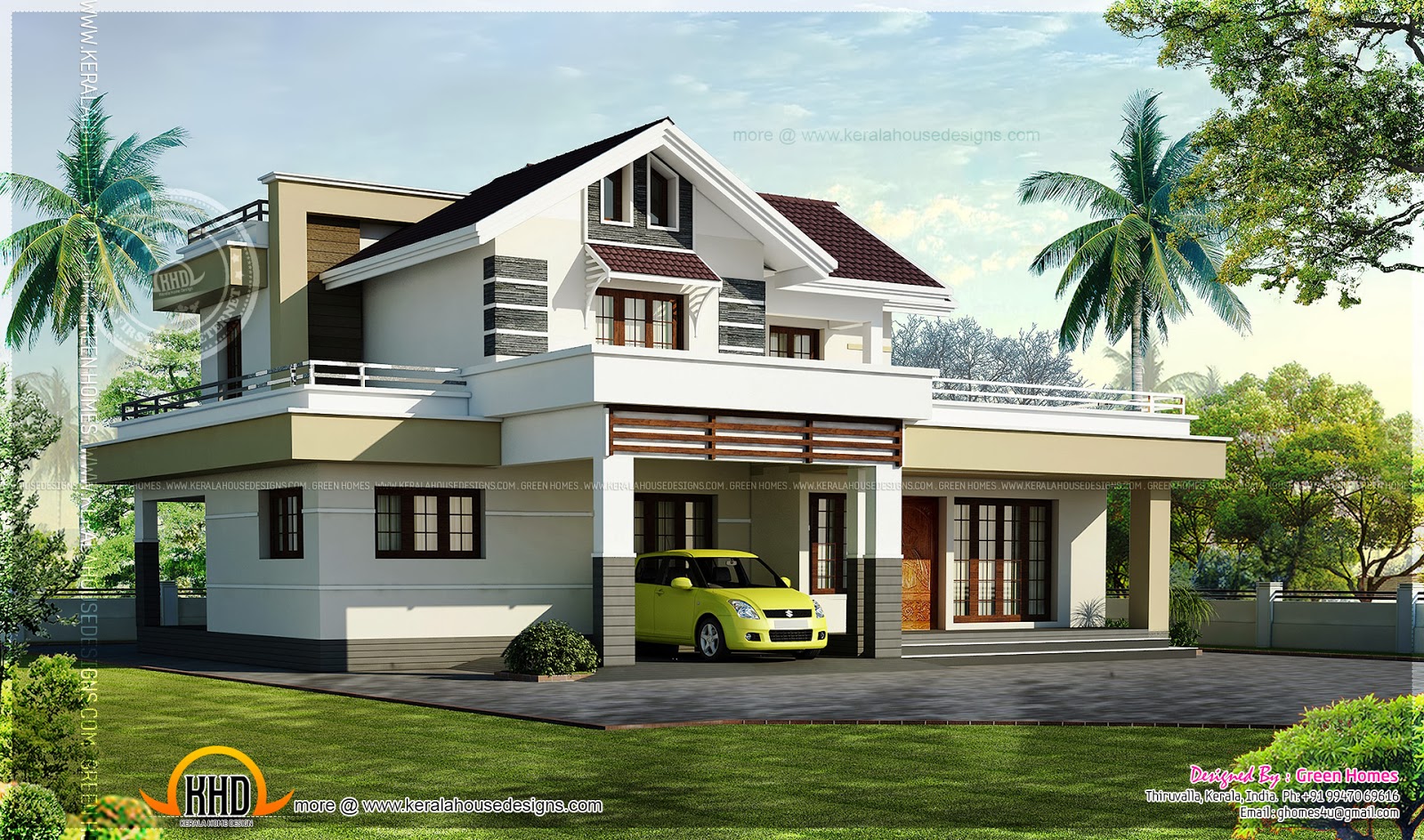 2200 square  feet  3 bedroom house  design Home  Kerala Plans 