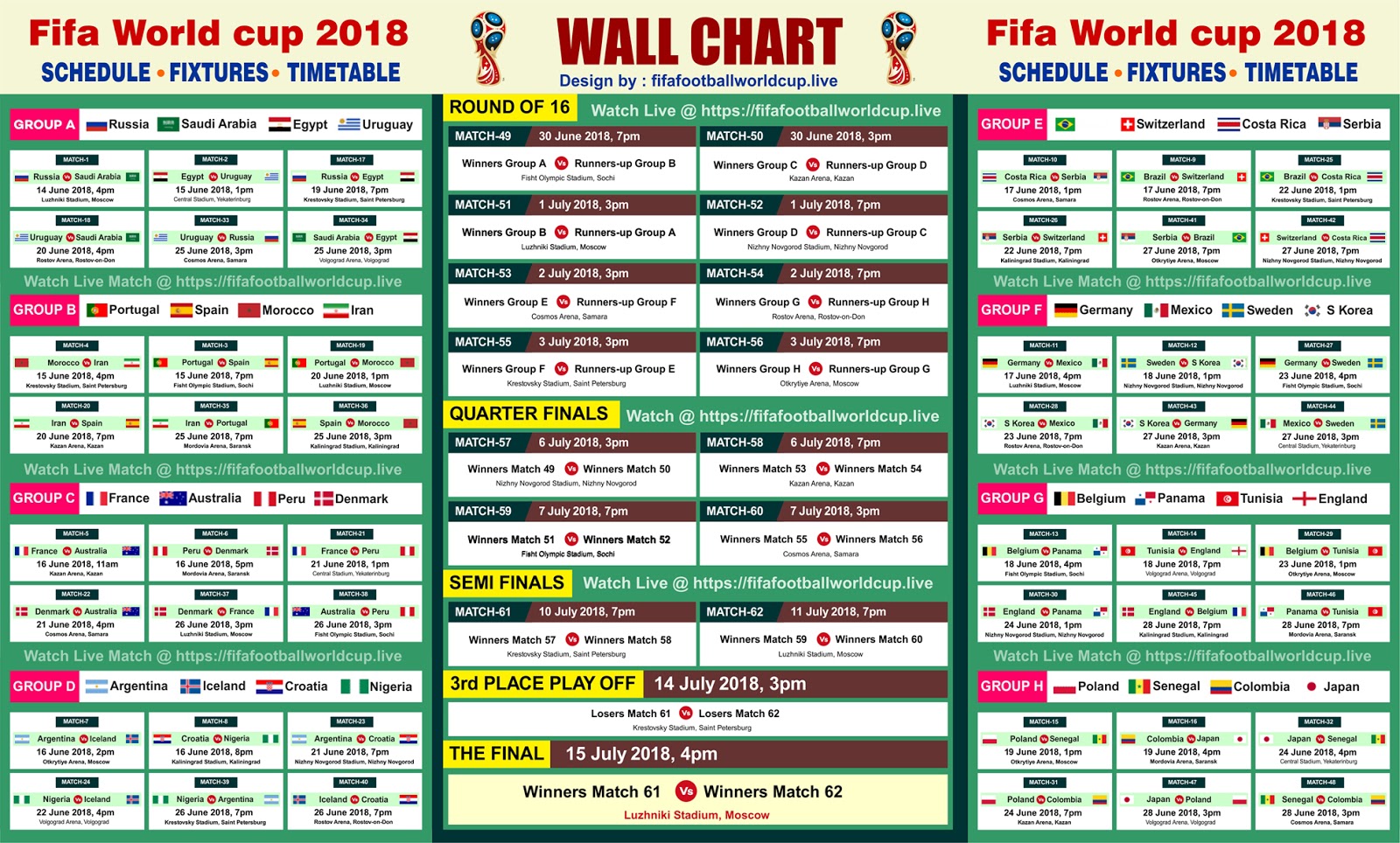 Russia 2018 World Cup Schedule: Groups, Fixtures, Kick-off Times And