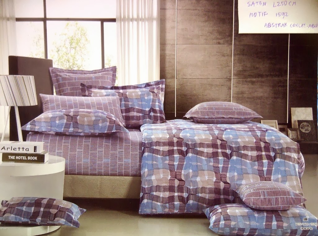 Sprei Jepang Motif Abstrak Coklat Abu