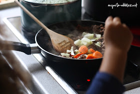 Adding vegetables for cottage pie from Anyonita-nibbles.co.uk