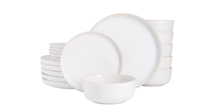 Gibson Home Zuma 18 Piece Matte Stoneware Dinnerware Set - White