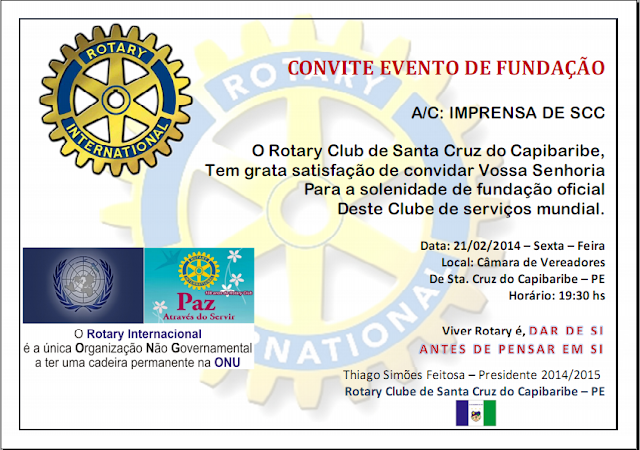 Primeiro Rotary Club‏ de Santa Cruz do Capibaribe será lançado na próxima sexta-feira