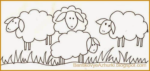 схема-шаблон рисования овечки (овцы)