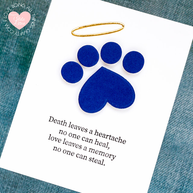 Angel, Paw, Sympathy Card, Heart - Die-namics Blueprints 32 MFT,Birthday Message Cover Plate, Bee Narrow Upper Case Alpha Dies, Inside Sentiments Comfort, handmade card,Stamps,stamping, diecutting,cardmaking