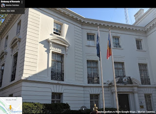 poza a ambasadei Romaniei din Washington SUA de Marian Cozmiuc aratand cladirea de la 1607 cu semnul ambasadei in limba romana