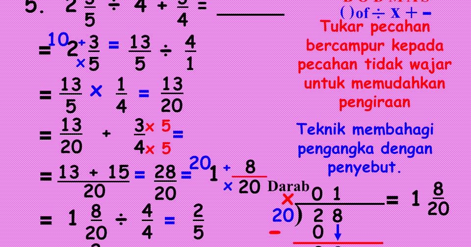 AZIMAT SEKOLAH RENDAH: OPERASI BERGABUNG PECAHAN