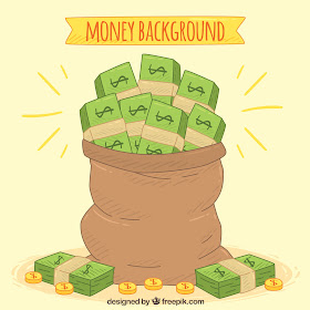 Picture shows a sac full of US Dollars and Cents