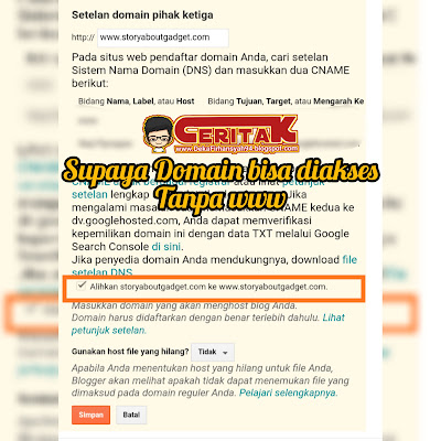 Supaya Domain bisa diakses tanpa www