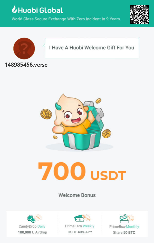 Image showing how to get 700 USDT in deposit bonus from huobi global