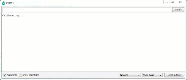 serial monitor display of gas level by mq2