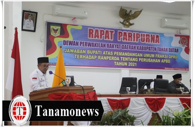Ini Jawaban Bupati Eka Putra Mengenai Pandangan 8 Fraksi DPRD Tanahdatar Tentang Ranperda Perubahan APBD