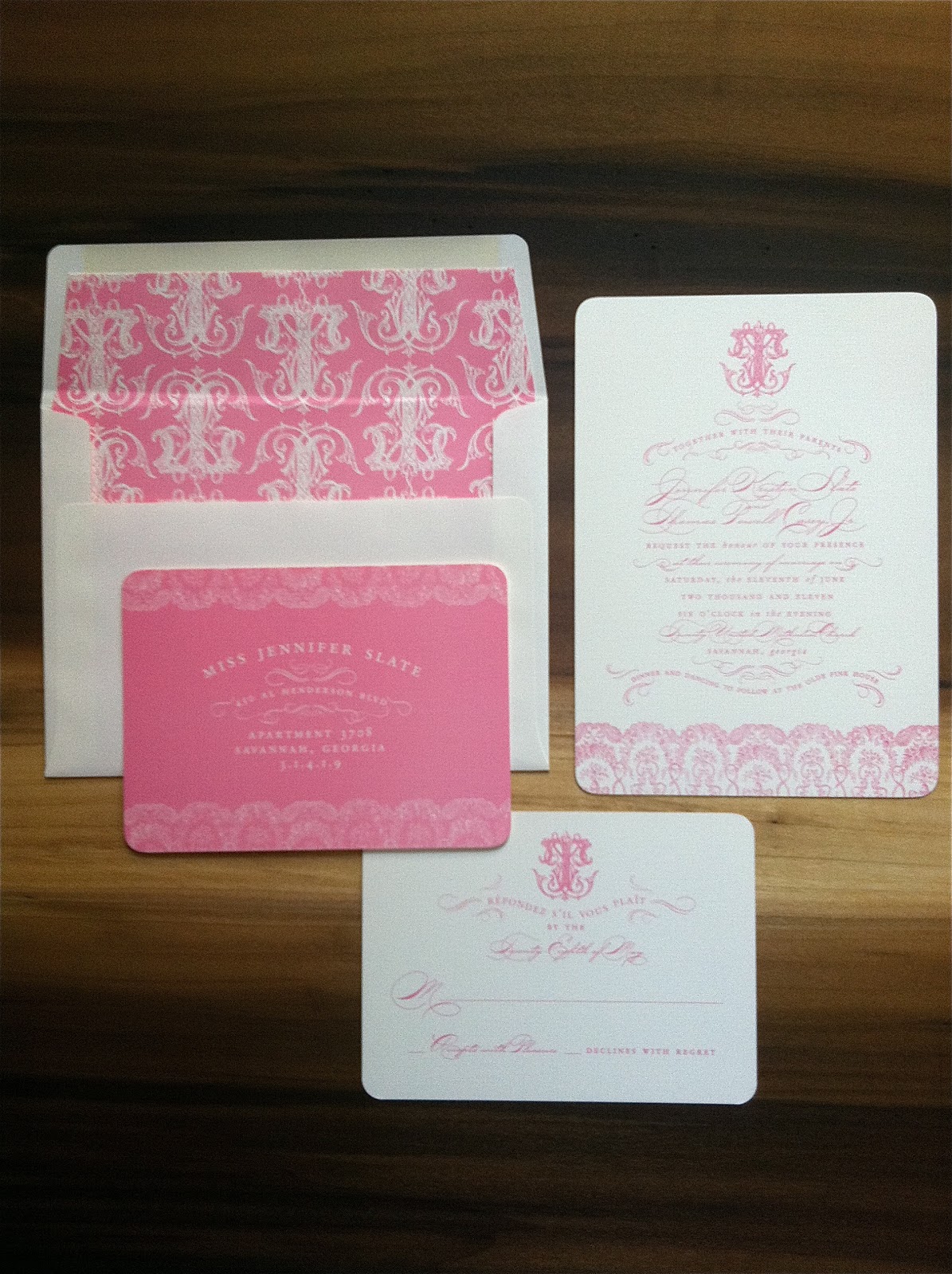 Pink Wedding Invitations with