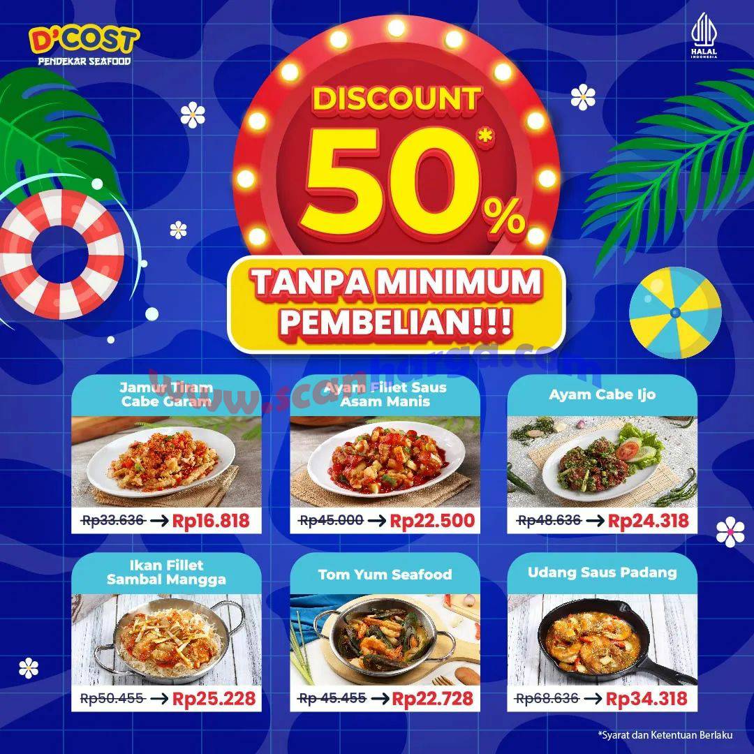 Promo DCOST Diskon 50% Tanpa Minumum Pembelian