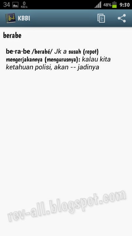 Contoh Definisi kata KBBI - Kamus besar bahasa indonesia untuk perangkat Android (rev-all.blogspot.com)
