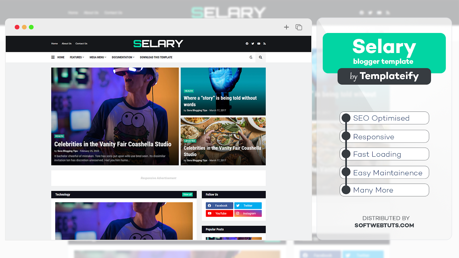 Selary Responsive Magazine Blogger Template