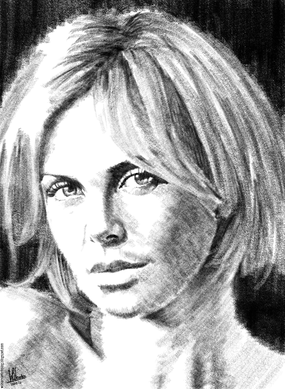 Pencil sketch of Charlize Theron, using Krita 2.5.