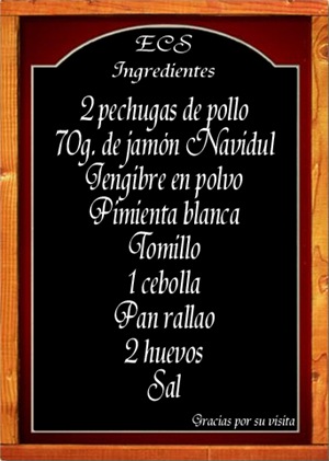 Pizarra ingredientes ECS