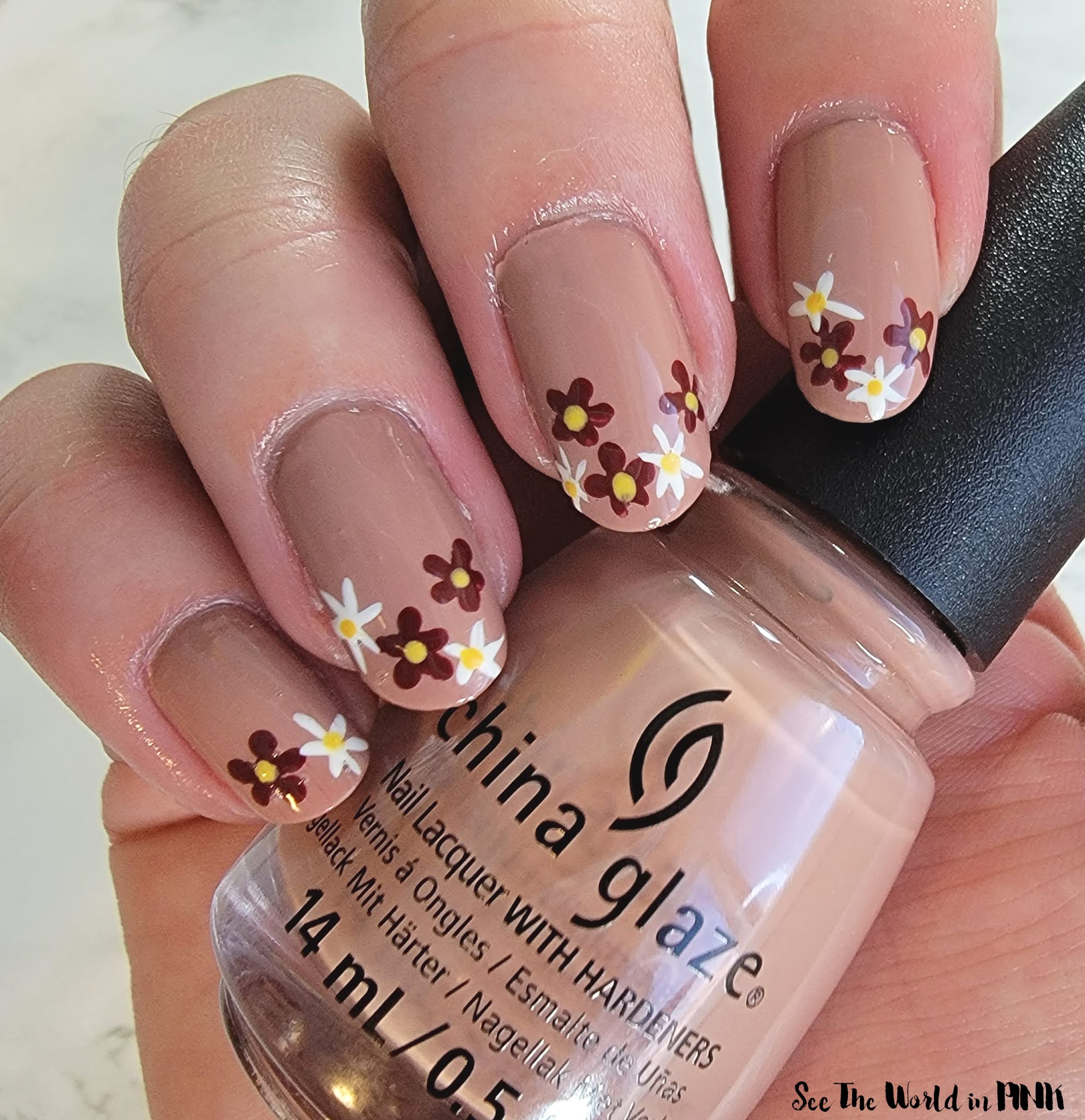 Manicure Sunday - Neutral Fall Floral Nails