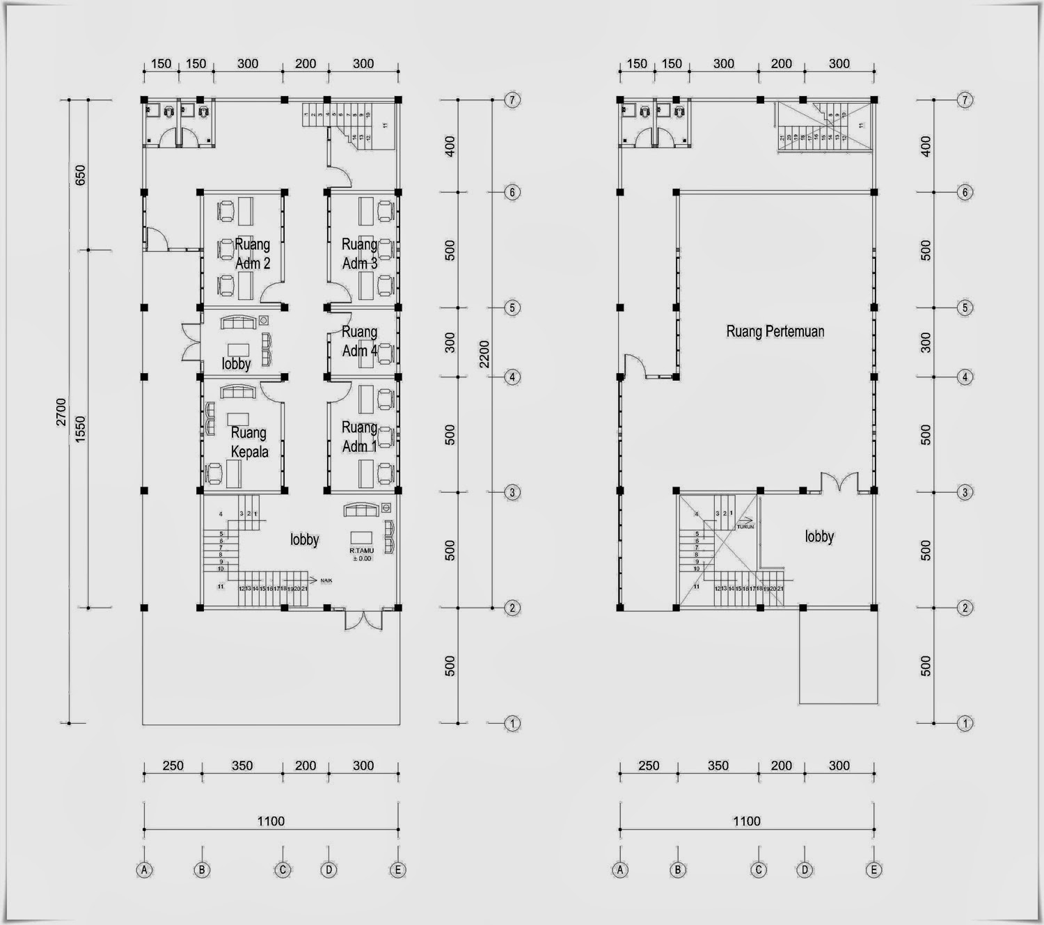 Gedung Pertemuan dan Perkantoran 11 m x 21 m - 2 lantai 