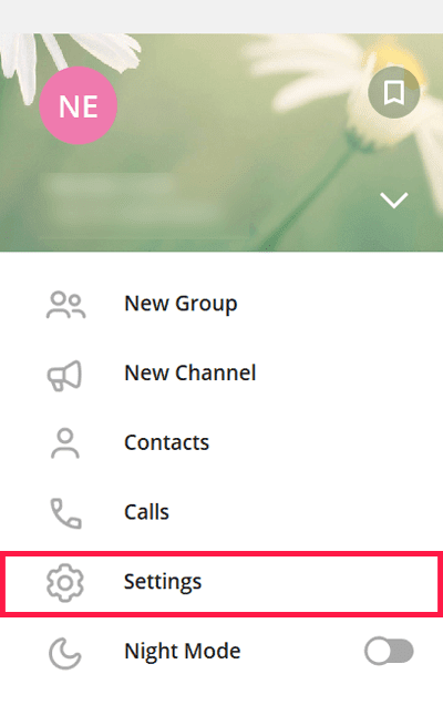 Settings Telegram