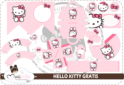 Delicado Kit de Hello Kitty para Imprimir Gratis.