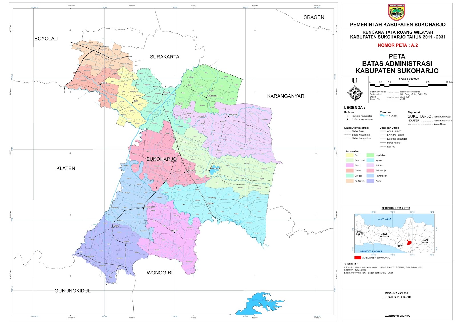  Peta  Kota Peta  Kabupaten Sukoharjo 