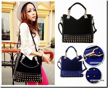 SY 923 Black - Blue (189.000) - PU Leather + Velvet, 28 x 32 x 12, talpan