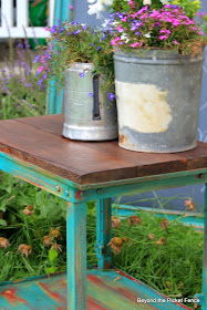 industrial barn wood table http://bec4-beyondthepicketfence.blogspot.com/2013/07/industrial-barnwood-side-table.html