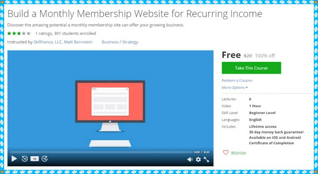 [100% Free Udemy Coupon] Build a Monthly Membership Website for Recurring Income