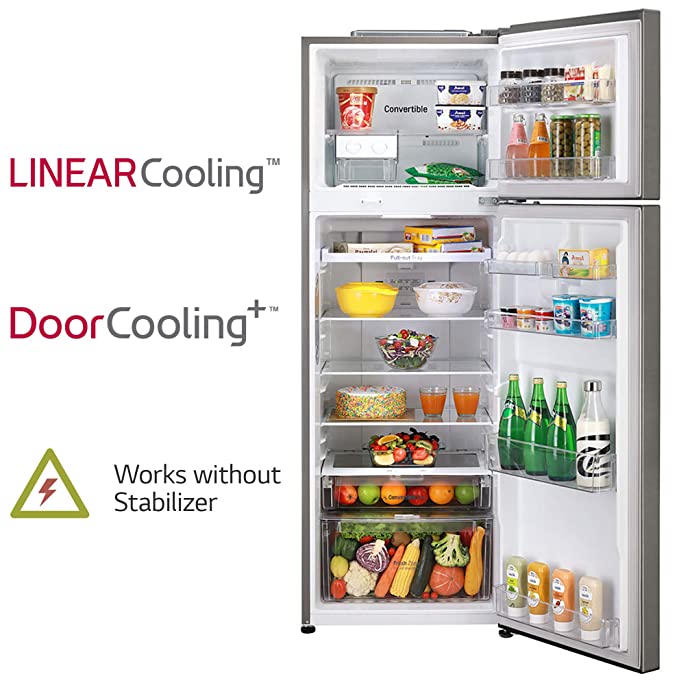3) LG 360 L 3 Star Inverter Linear Frost-Free Double Door Refrigerator (GL-T402JDS3, Dazzle Steel, Convertible)
