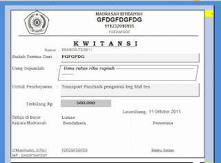 Contoh Kwitansi untuk ms excel