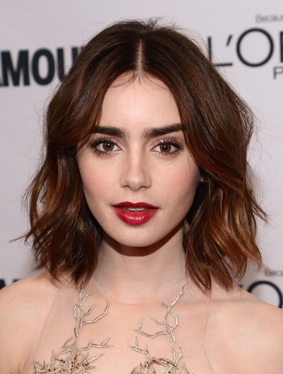 Image of Wavy bob with center part for long face