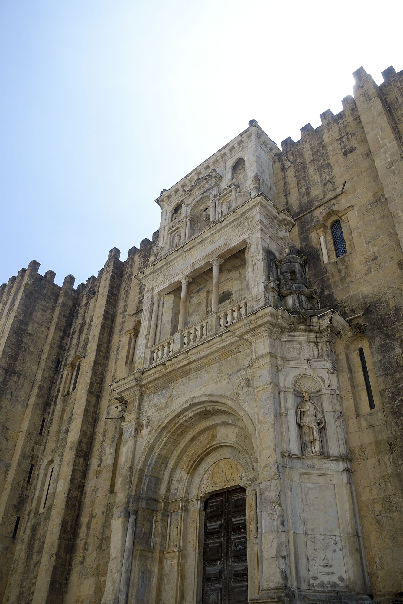 coimbra old cathedral facade portugal