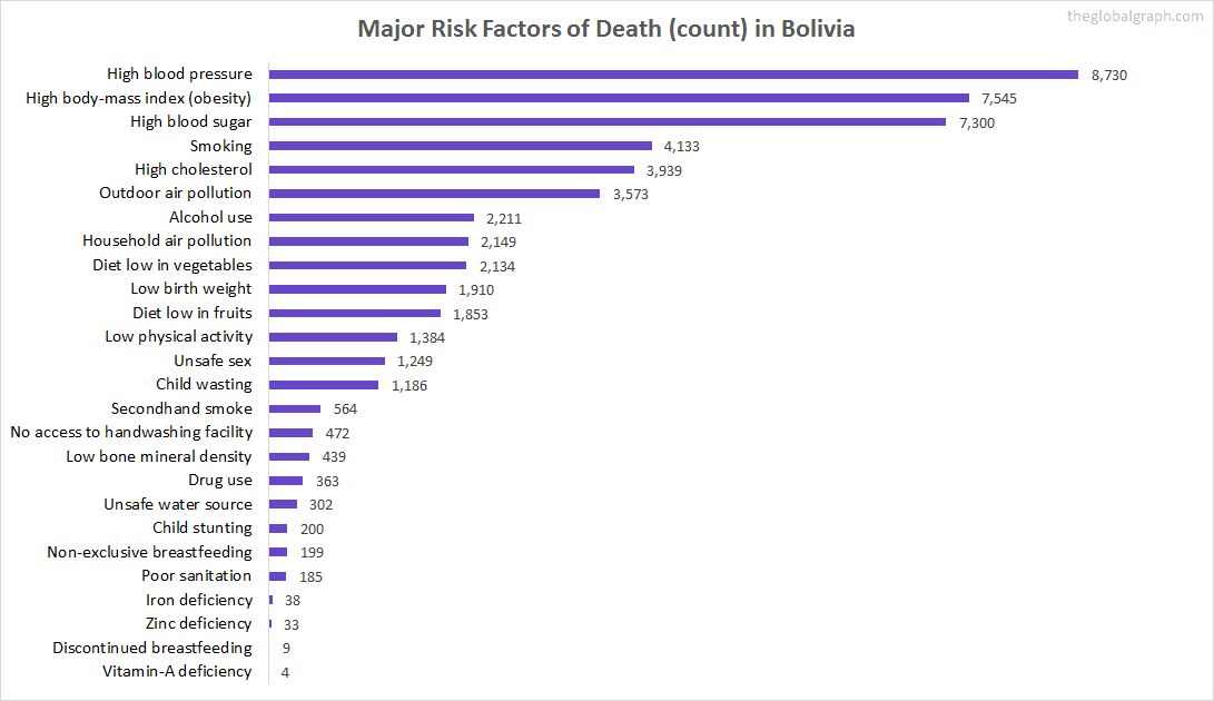 Major Cause of Deaths in Bolivia (and it's count)