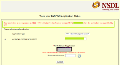 PAN Card Application Status Check