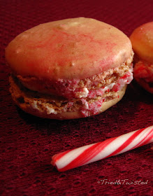 Candy Cane French Macarons: triedandtwisted.blogspot.com