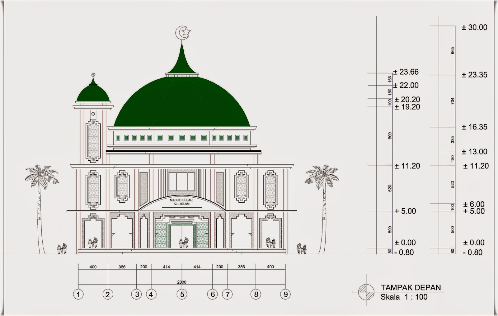 Masjid 2 Lantai Ukuran 28 M X 34 M Dengan 1 Menara Home Design And