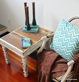 rustic table, barnwood, end table, upcycled, http://bec4-beyondthepicketfence.blogspot.com/2016/03/shabby-rustic-table.html