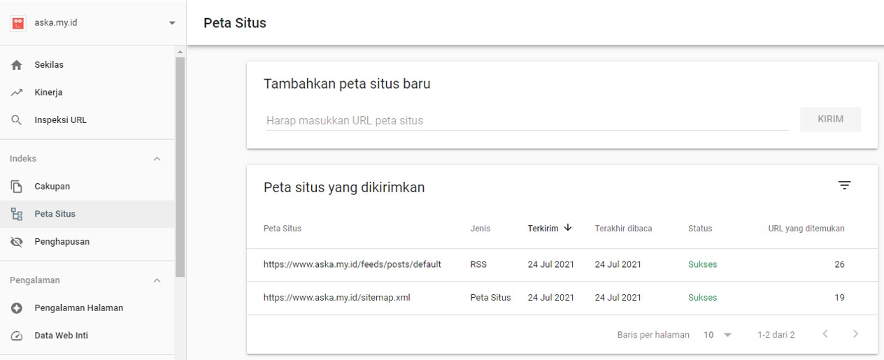 Sitemap Search Console