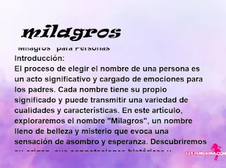 significado del nombre milagros