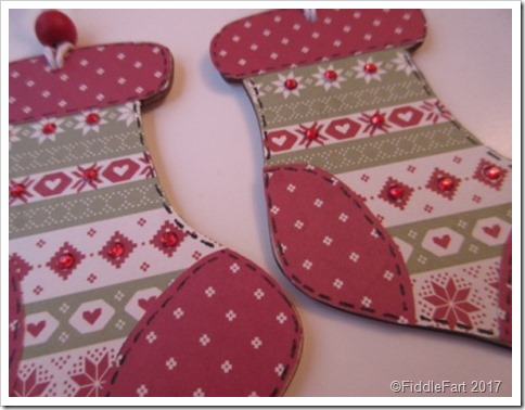 Nordic Wooden Christmas Stocking Tag. Paper piecing