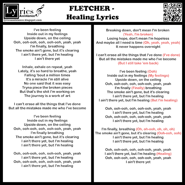 FLETCHER - Healing Lyrics | lyricsassistance.blogspot.com