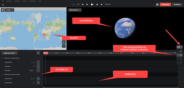 interfaccia di google earth studio