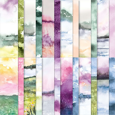Grassy grove watercolour backgrounds masked background thank you card