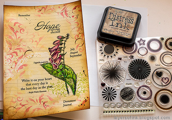 Layers of ink - Vintage Foxglove Art Journal Tutorial by Anna-Karin Evaldsson.