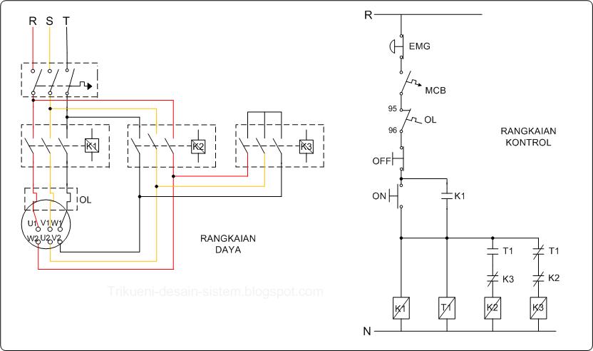  Rangkaian  diagram garis star  delta  pada motor induksi AC 3 