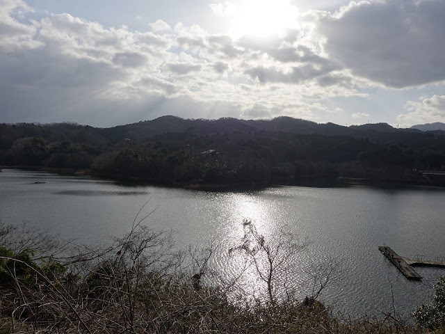 鳥取県道180号伯耆溝口停車場線　緑水湖の眺望　レストハウス カフェド 穂のか