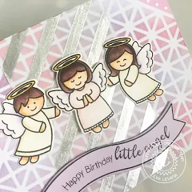 Sunny Studio Stamps: Little Angels Pink and Silver Happy Birthday Card by Lexa Levana