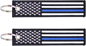 thin blue line keychain wristband