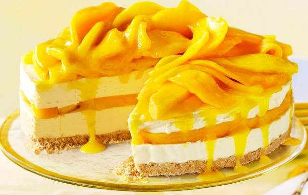  hari ini aku ingin kongsikan resepi Chilled Mango Cheese Cake atau kek keju mangga Resepi Chilled Mango Cheese Cake/ Kek Keju Mangga
